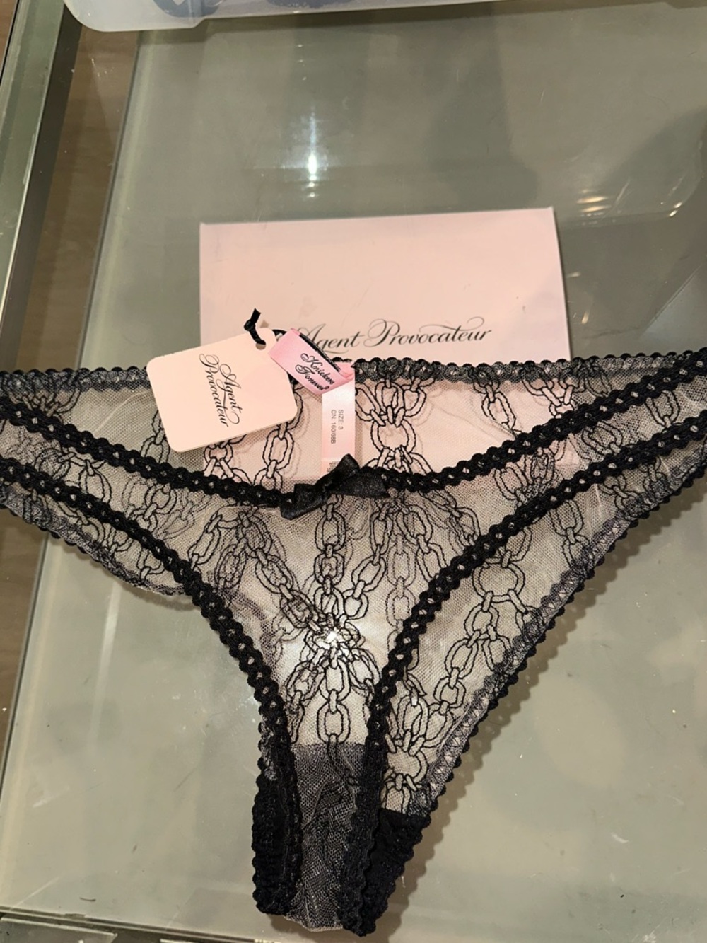 Agent Provocateur Black Sheer Chain-Pattern Lace under